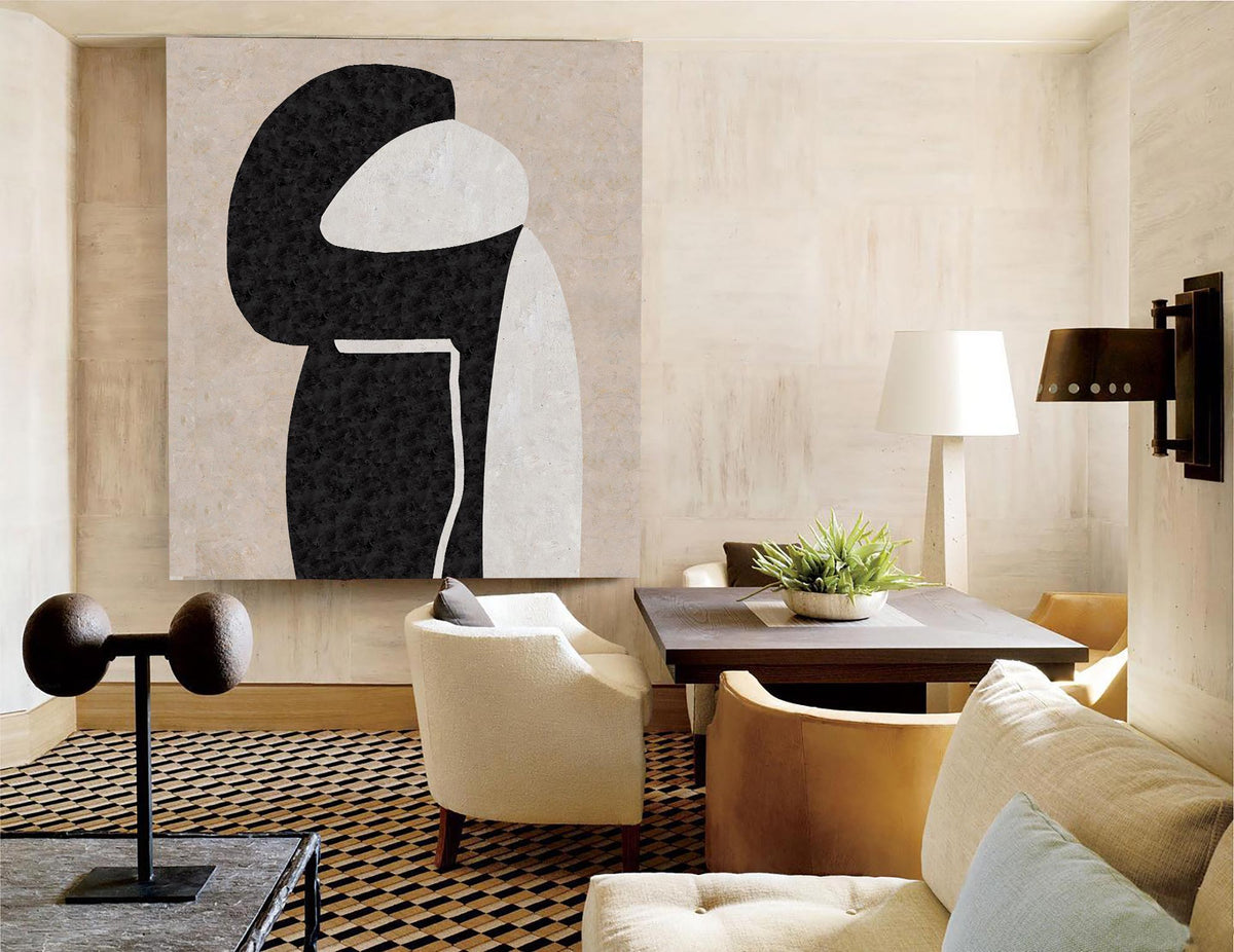 Black-and-white abstract painting