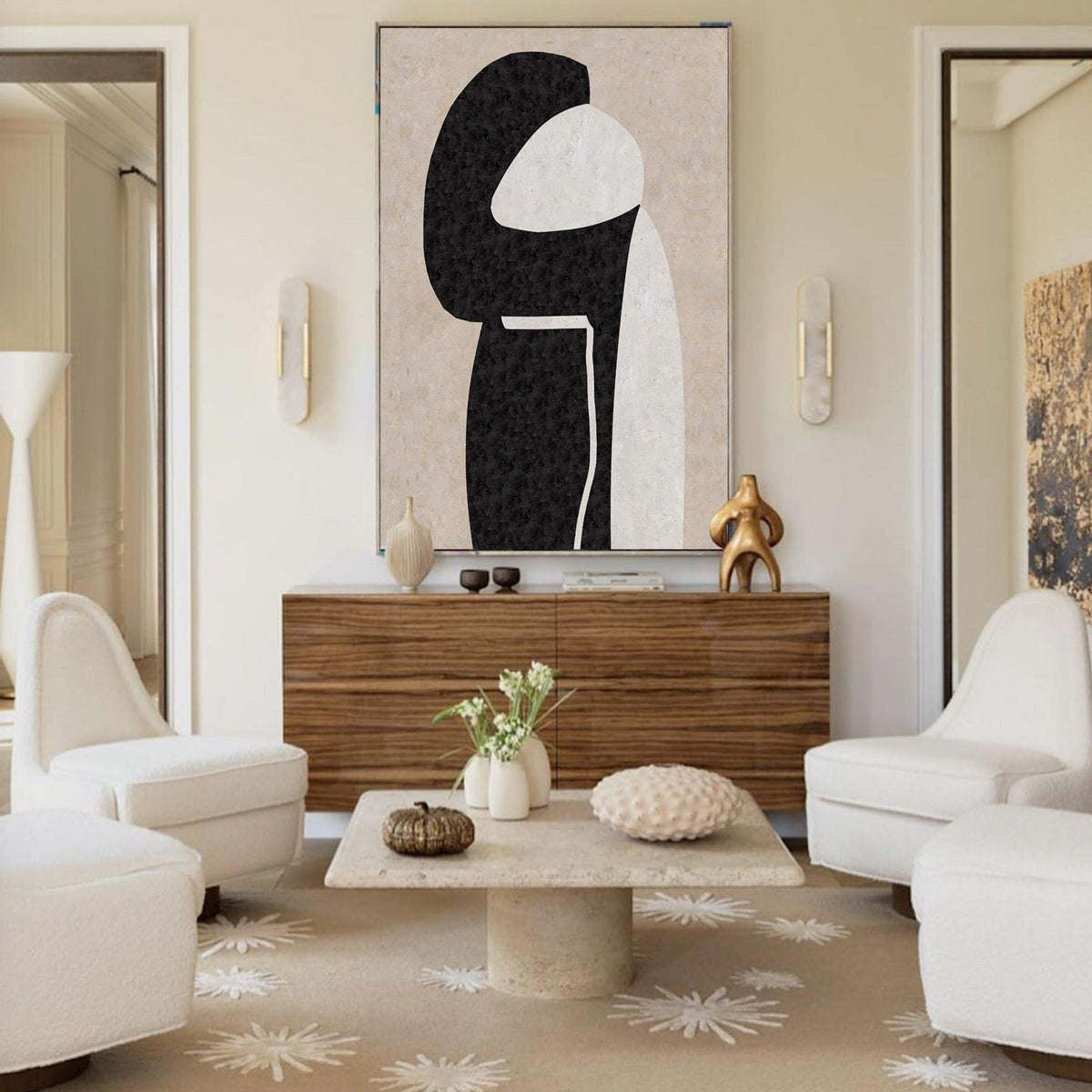 Black-and-white abstract painting