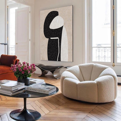 Black-and-white abstract painting