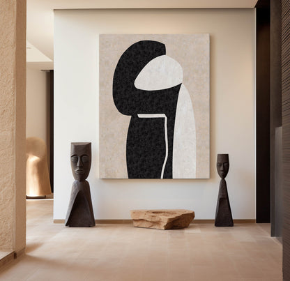 Black-and-white abstract painting