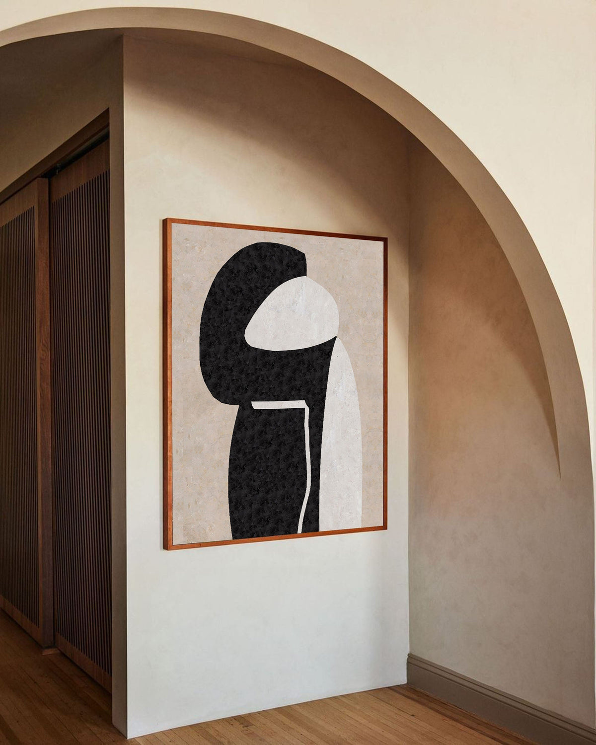 Black-and-white abstract painting