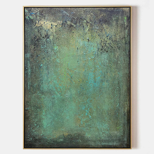 Abstract painting, green patina