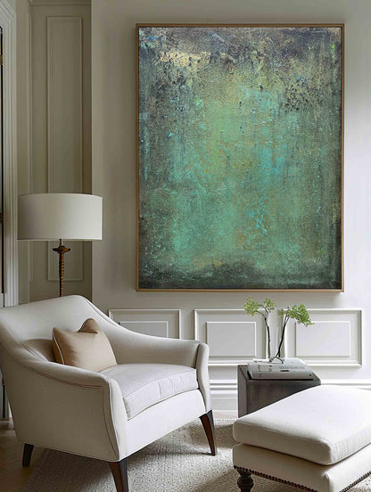 Tableau abstrait patine verte