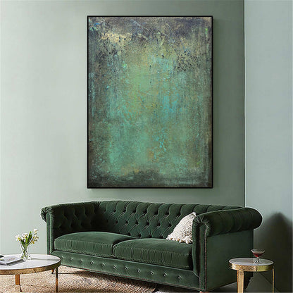 Tableau abstrait patine verte
