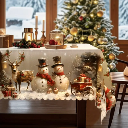 Obrus świąteczny bałwanki i renifer