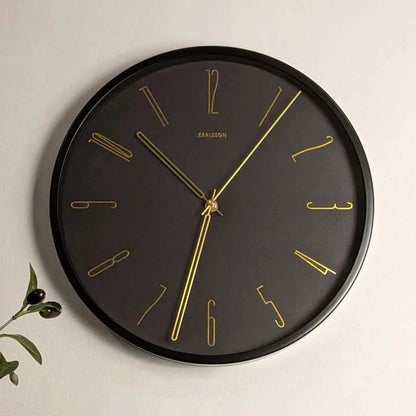 Zegar ścienny czarno-złoty 35 cm
