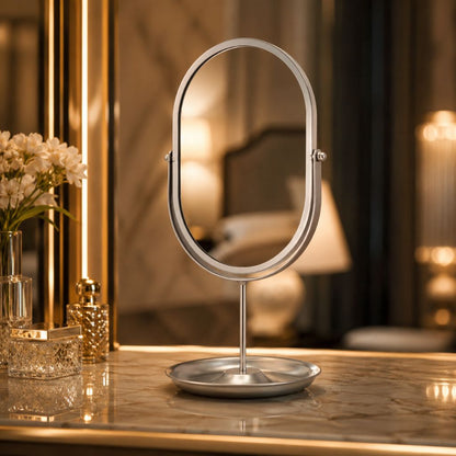 Rotating freestanding makeup mirror