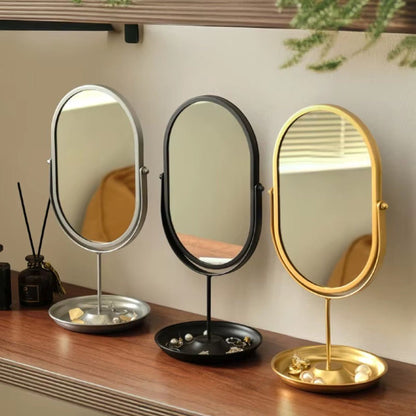 Rotating freestanding makeup mirror
