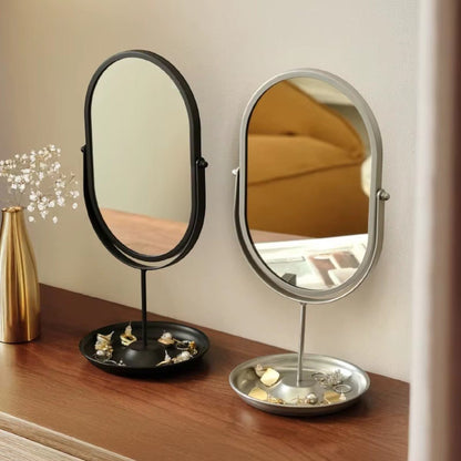 Rotating freestanding makeup mirror