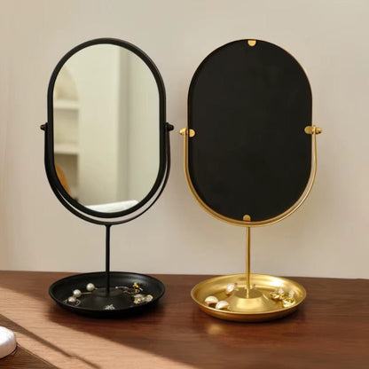 Rotating freestanding makeup mirror