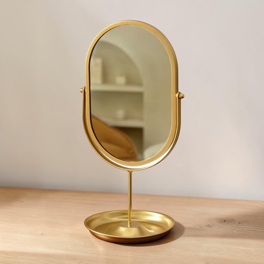 Rotating freestanding makeup mirror