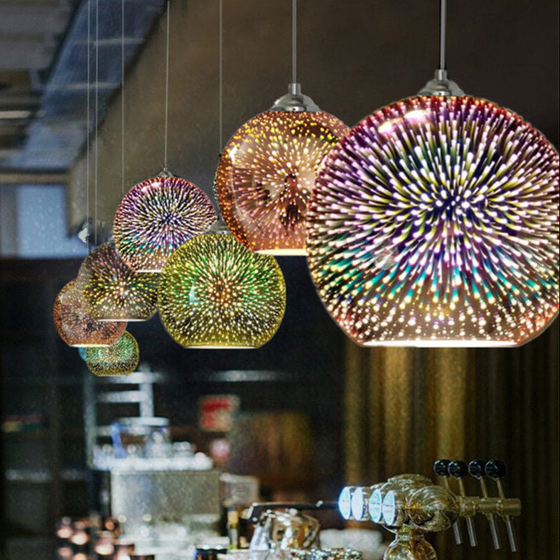 Suspension avec abat-jour en verre 3D