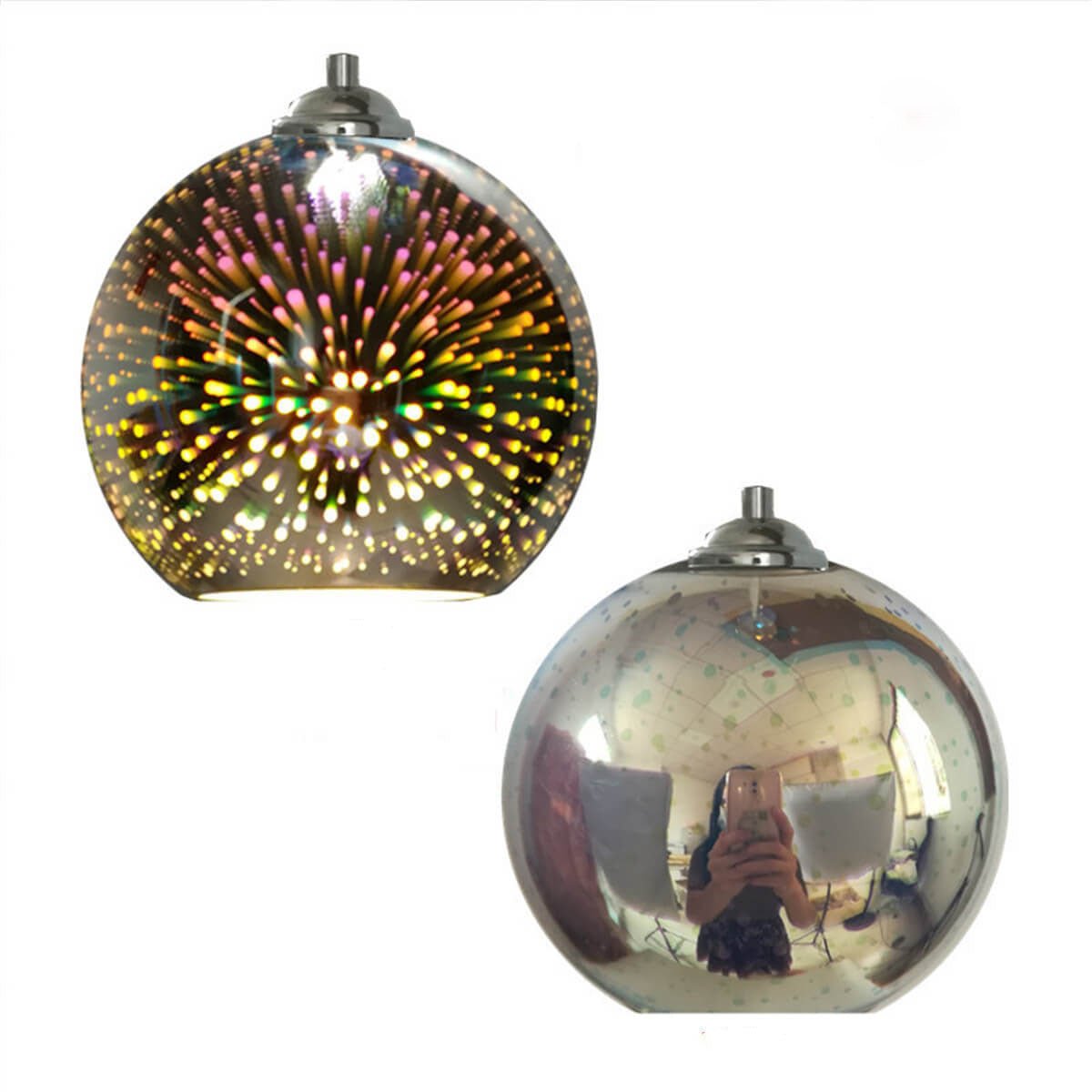 Suspension avec abat-jour en verre 3D