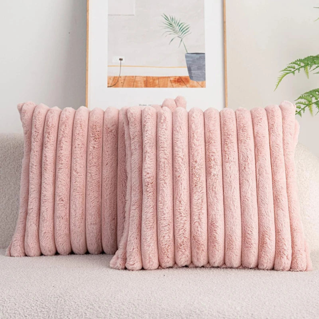 Ribbed plush decorative pillow