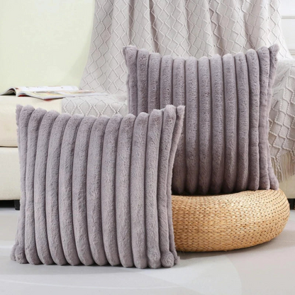 Ribbed plush decorative pillow