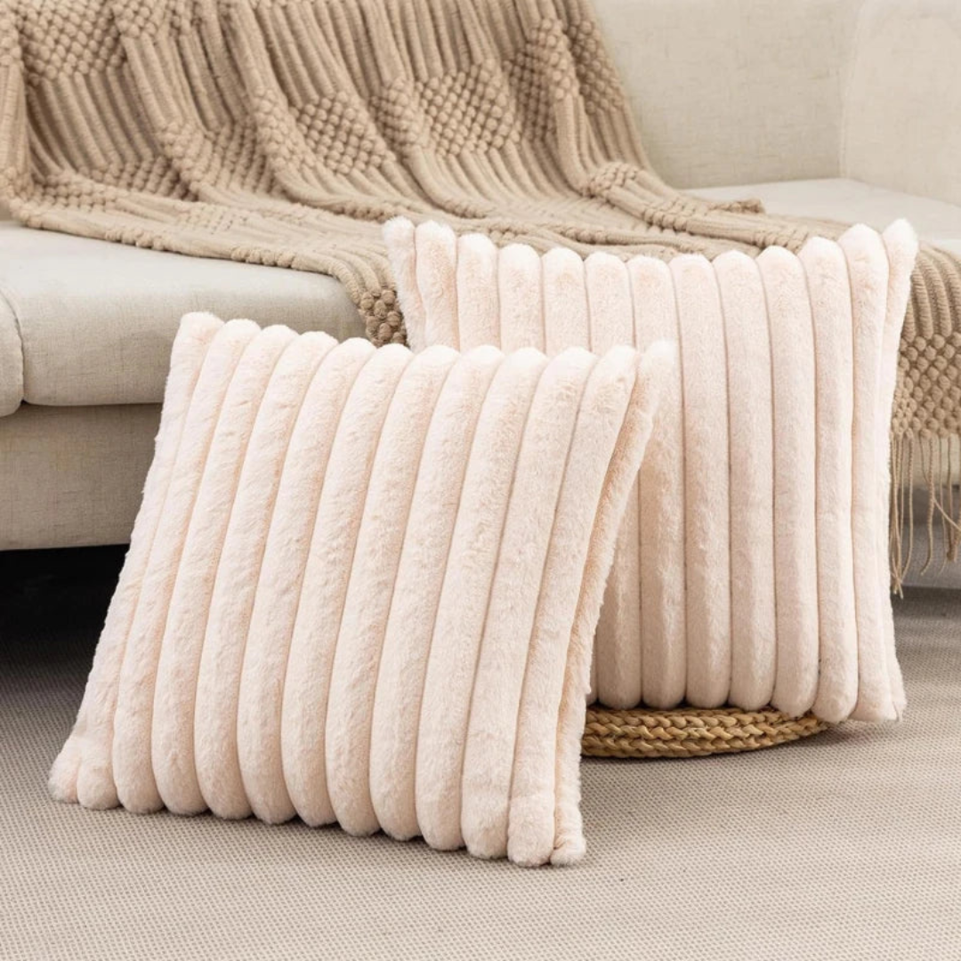 Ribbed plush decorative pillow