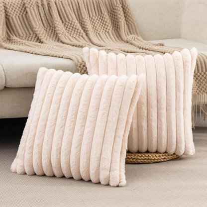 Ribbed plush decorative pillow