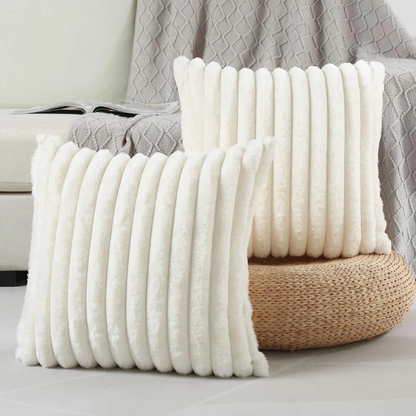 Ribbed plush decorative pillow