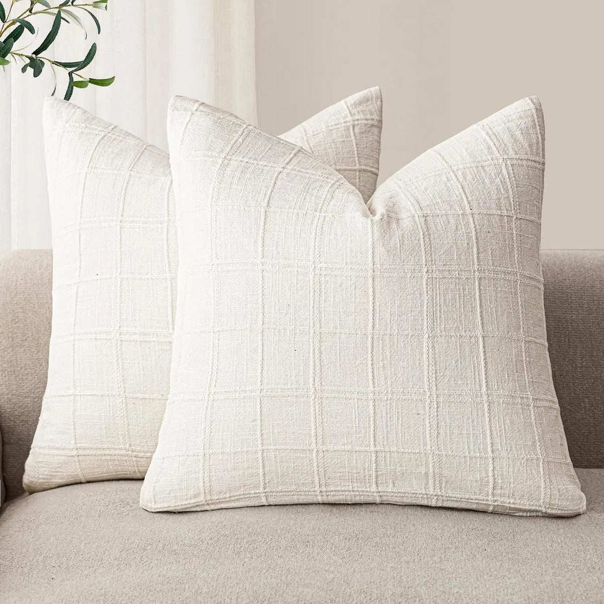 Housse de coussin à carreaux
