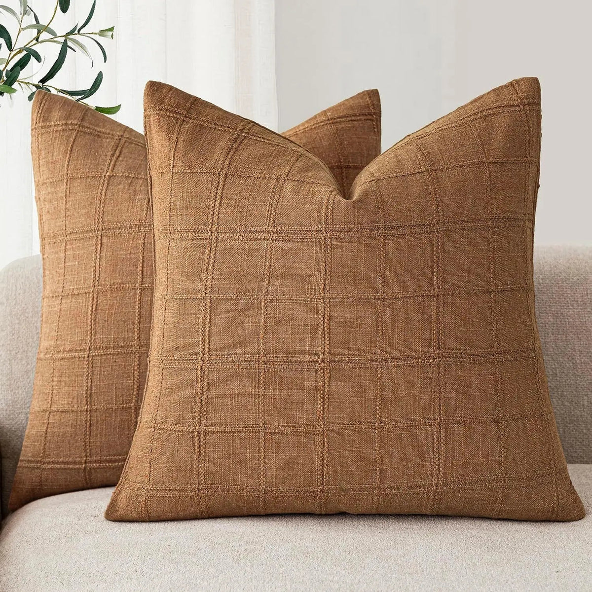 Housse de coussin à carreaux