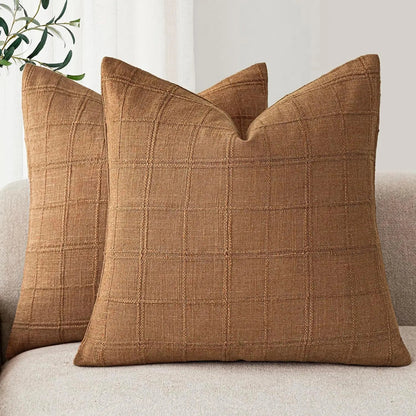 Housse de coussin à carreaux