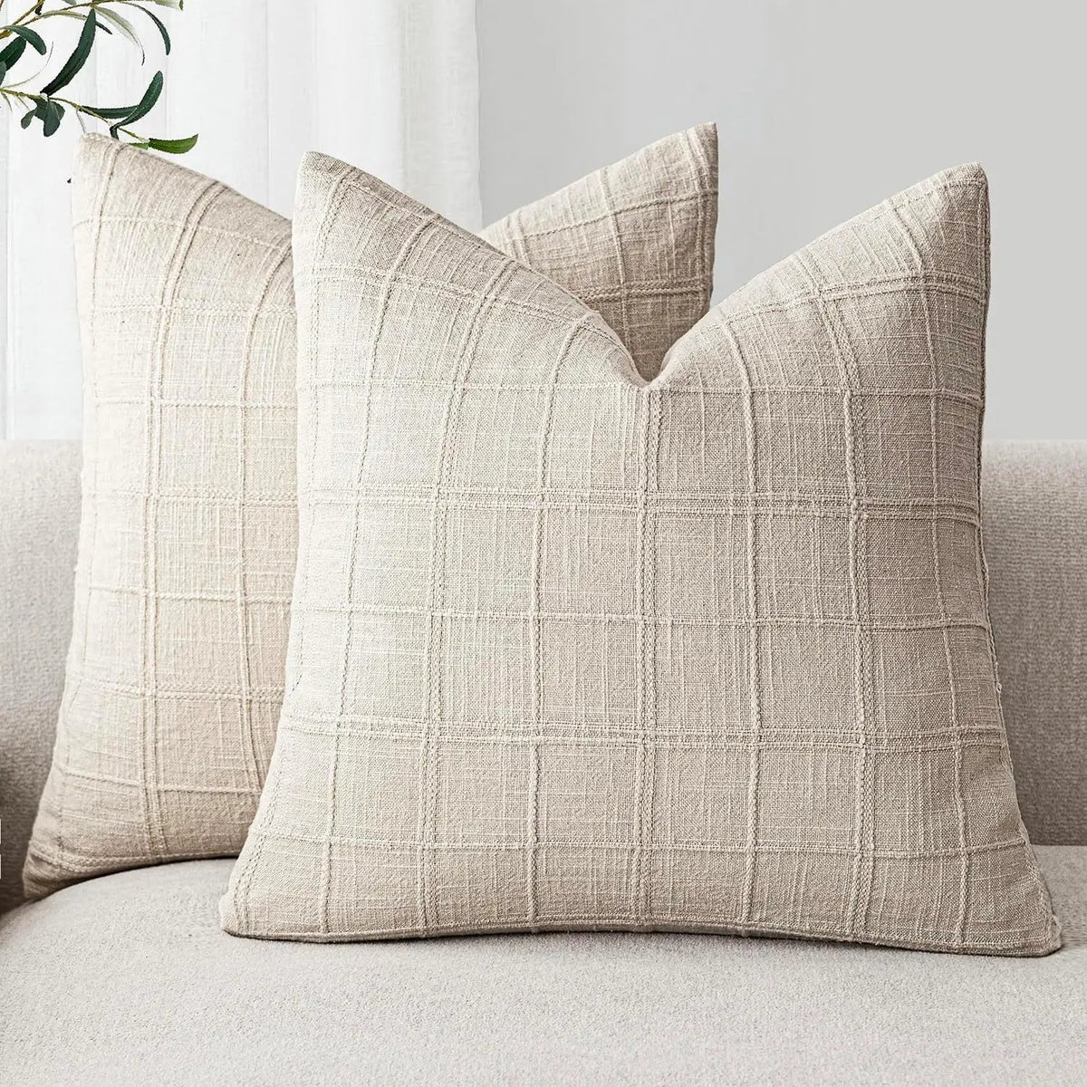 Housse de coussin à carreaux