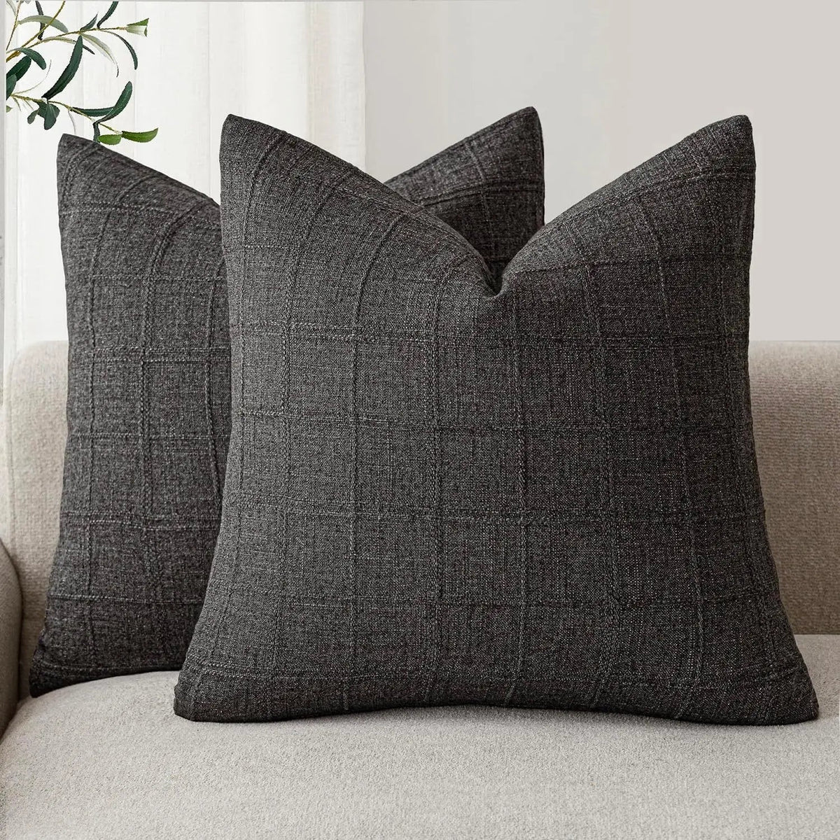 Housse de coussin à carreaux