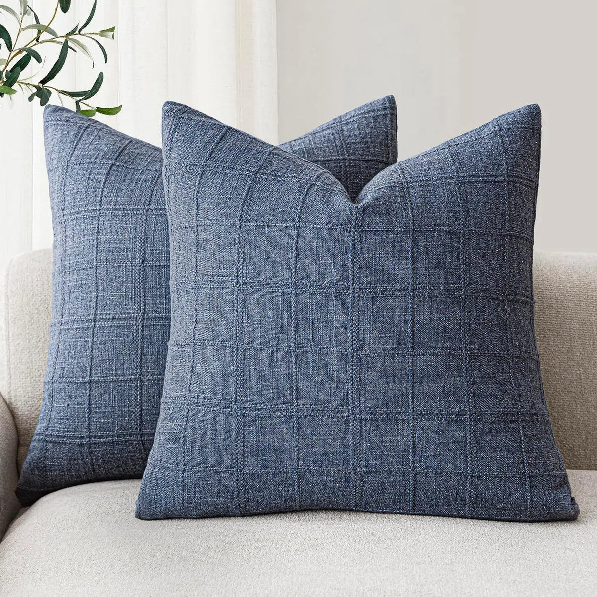 Housse de coussin à carreaux