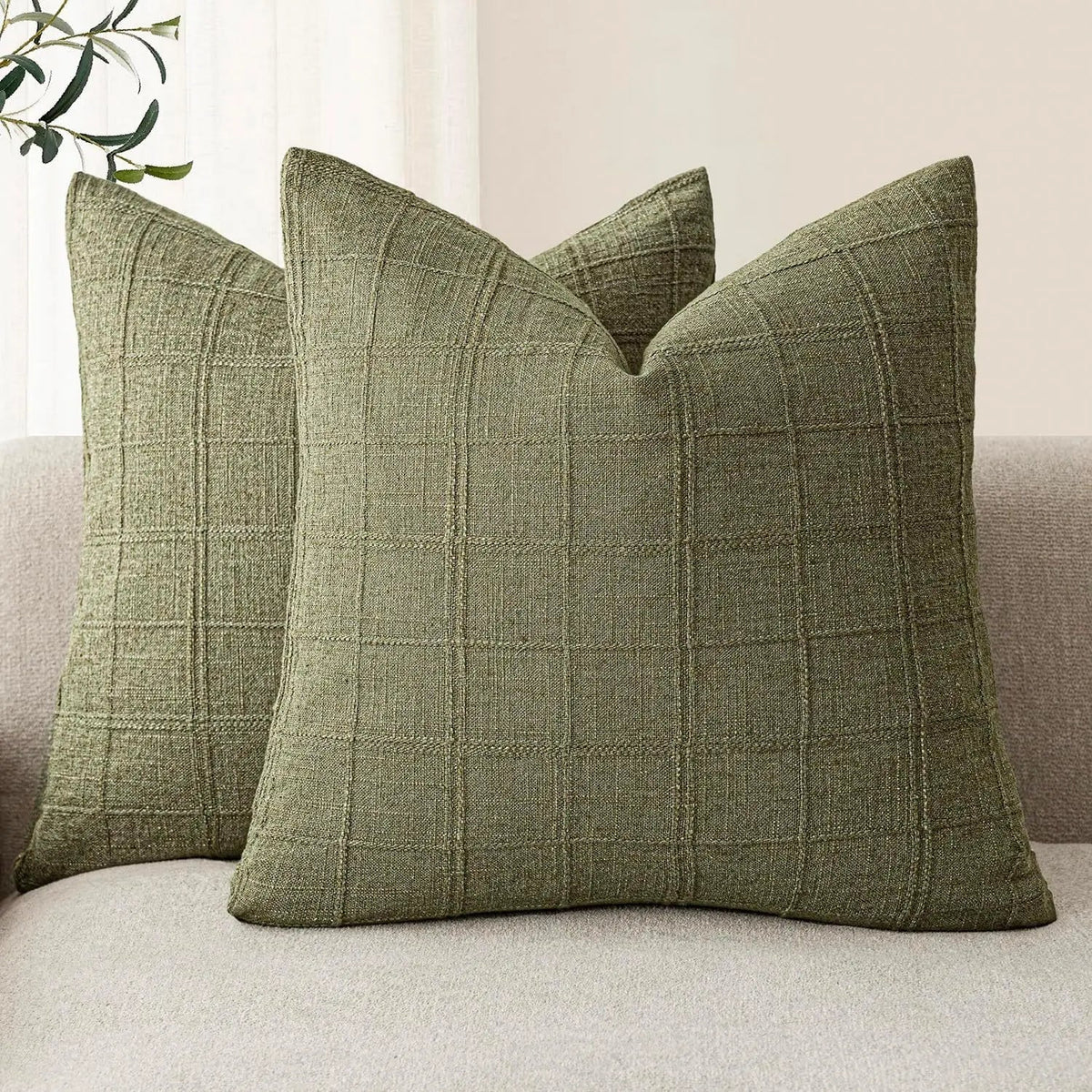 Housse de coussin à carreaux