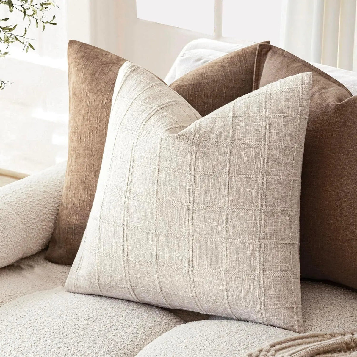 Housse de coussin à carreaux