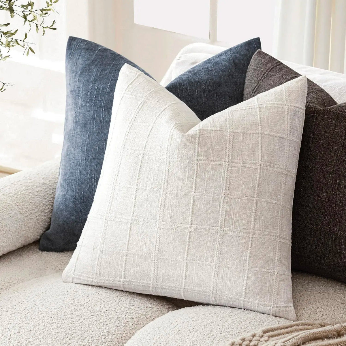 Housse de coussin à carreaux