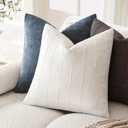 Housse de coussin à carreaux