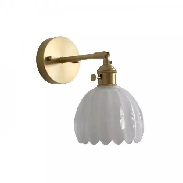 Retro nástěnné svítidlo se skleněným tulipánovým stínidlem