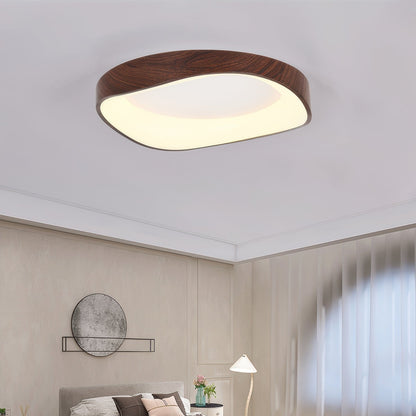 Plafon LED z efektem drewna