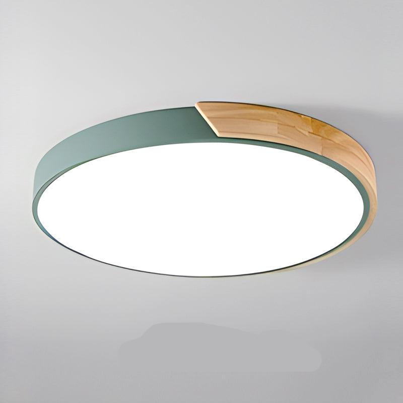 Plafon LED z elementem drewnianym