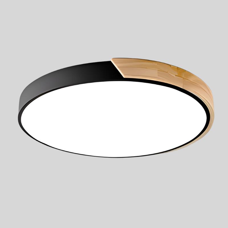 Plafon LED z elementem drewnianym