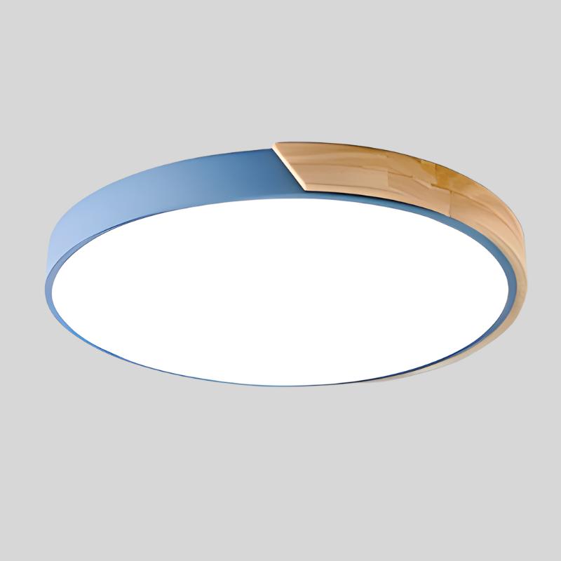 Plafon LED z elementem drewnianym