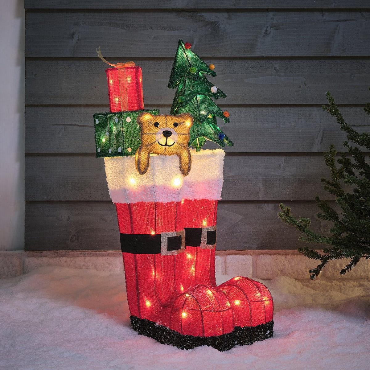 Christmas LED stocking with gifts