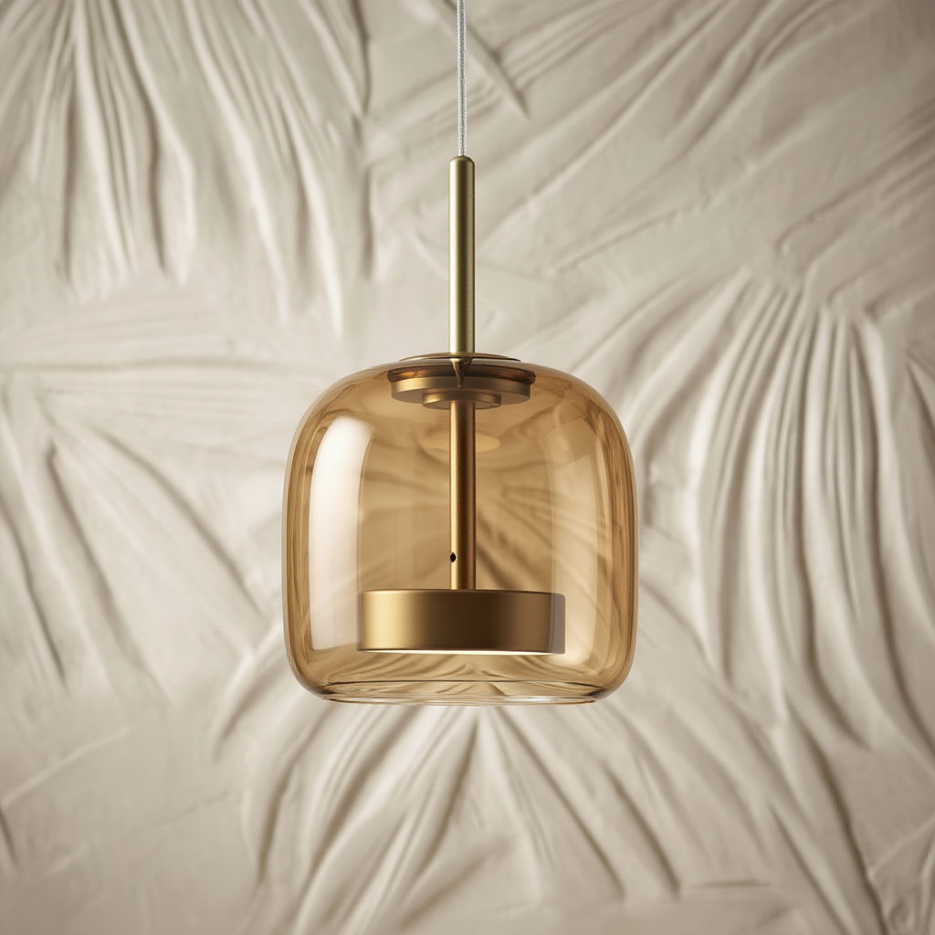 Glass pendant lamp with a shade