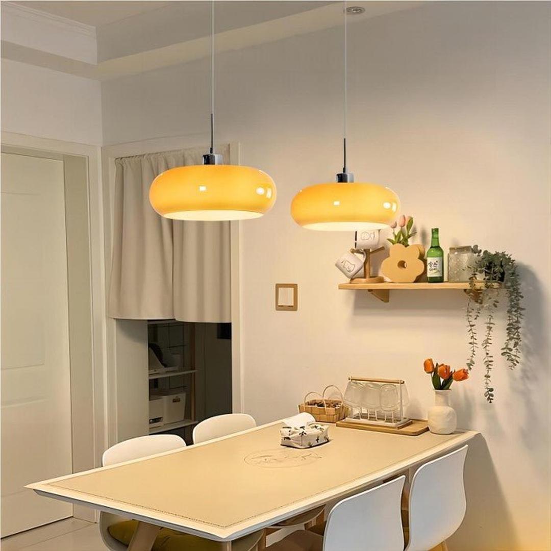 Szklana lampa wisząca okrągła