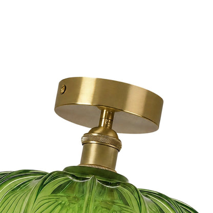 Plafonnier avec abat-jour en verre floral