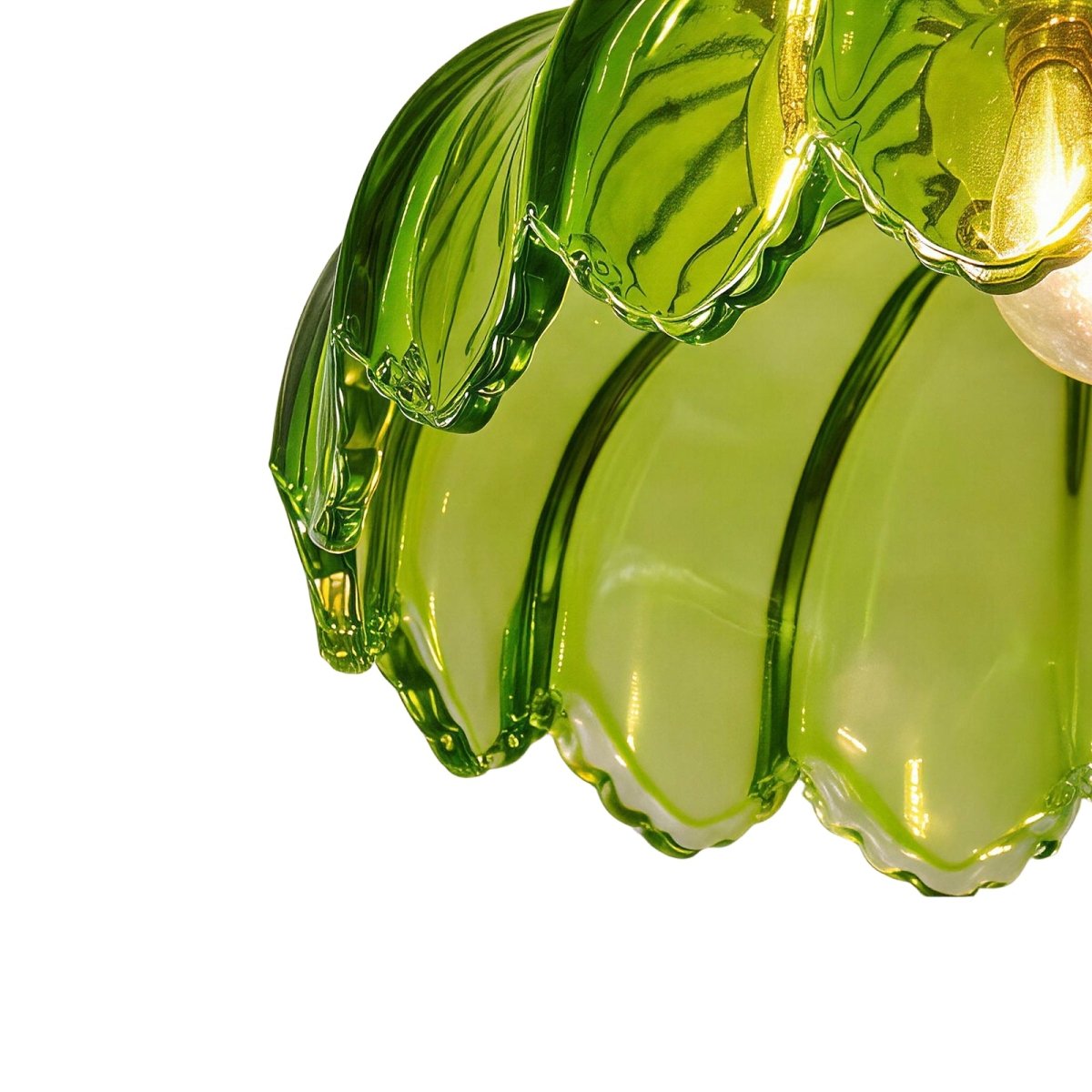 Plafonnier avec abat-jour en verre floral