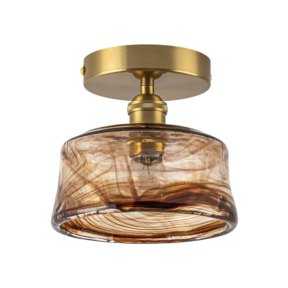 Plafonnier en verre ambré