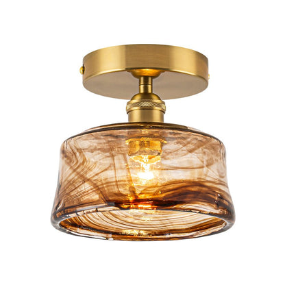 Plafonnier en verre ambré