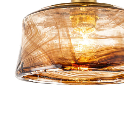 Plafonnier en verre ambré
