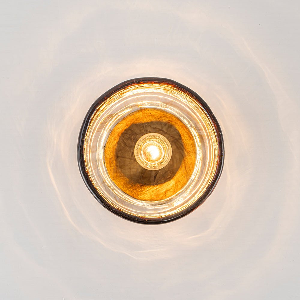 Plafonnier en verre ambré