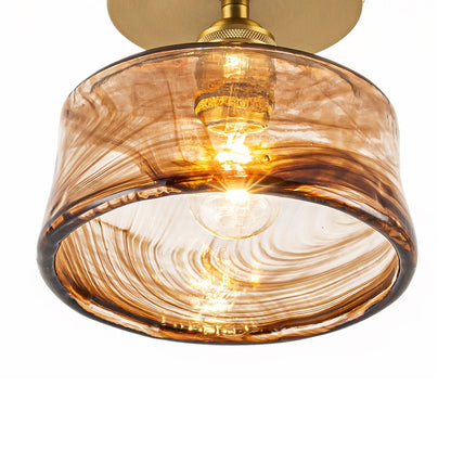 Plafonnier en verre ambré