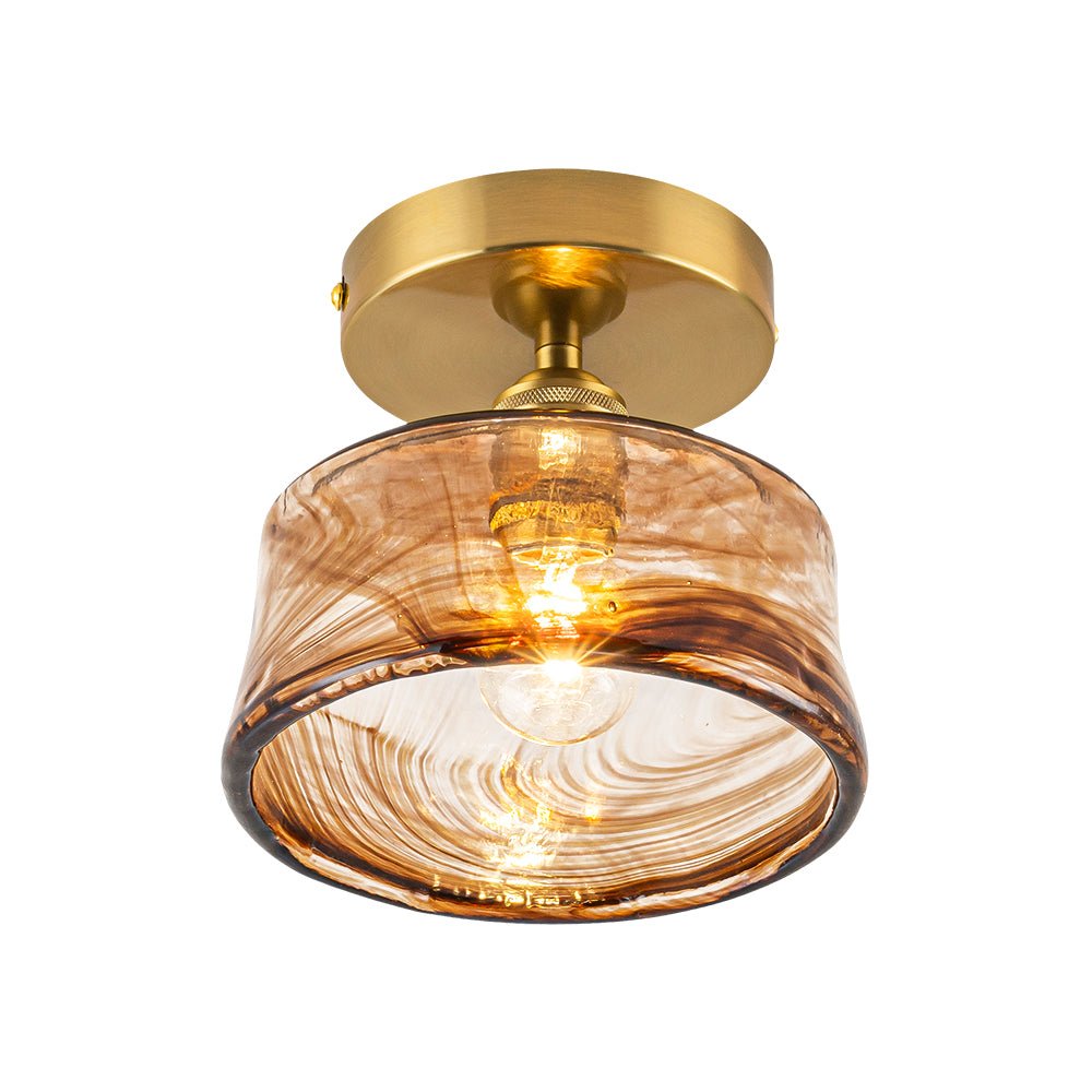 Plafonnier en verre ambré