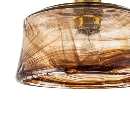 Plafonnier en verre ambré