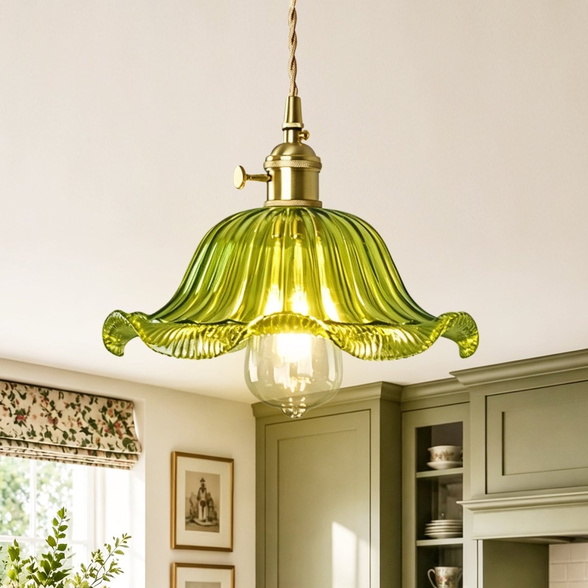 Lampa wisząca lotos szklana